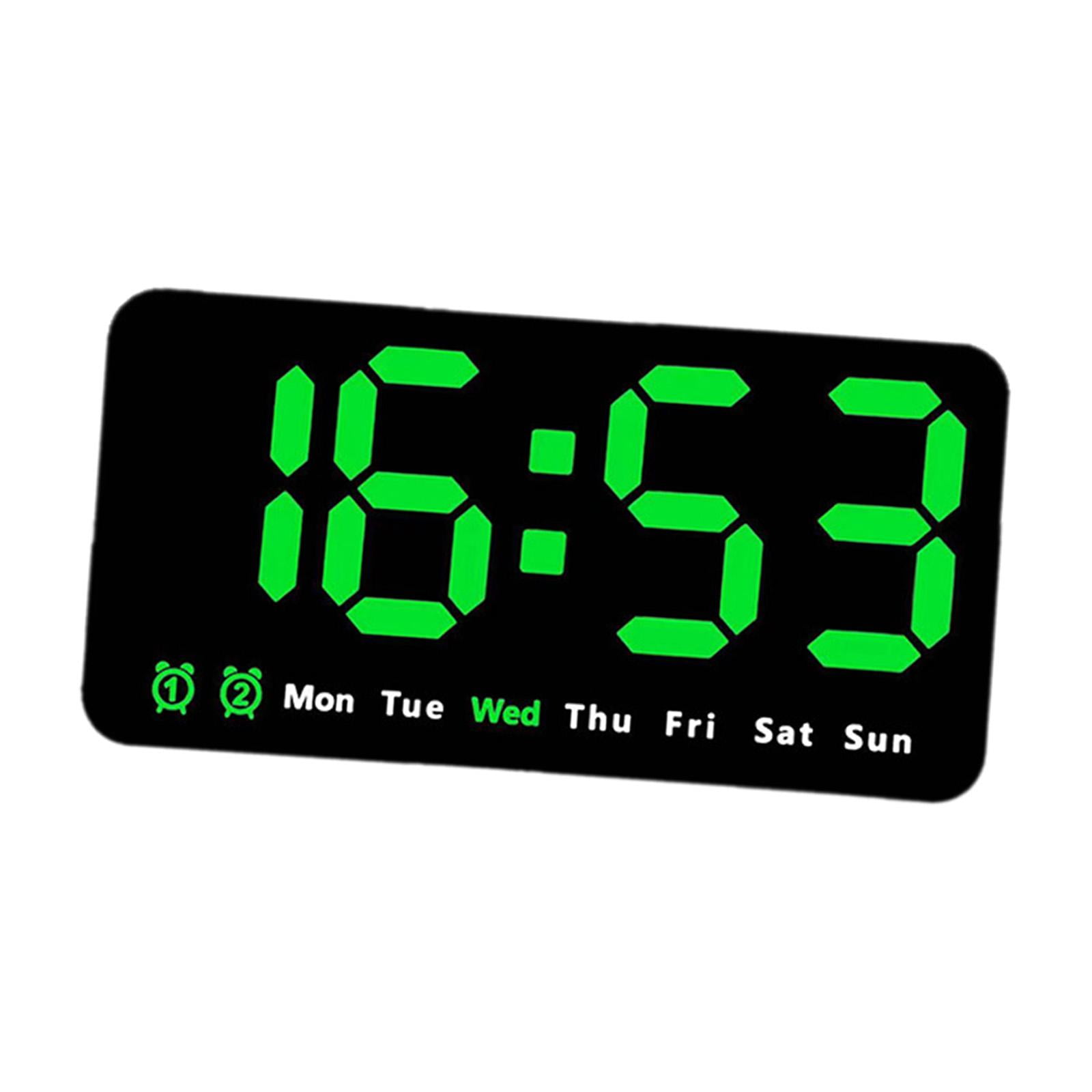 WLPZXP Digital Clock Desk Calendar Temperature Large Display LED Alarm Clock Wall Clock Green