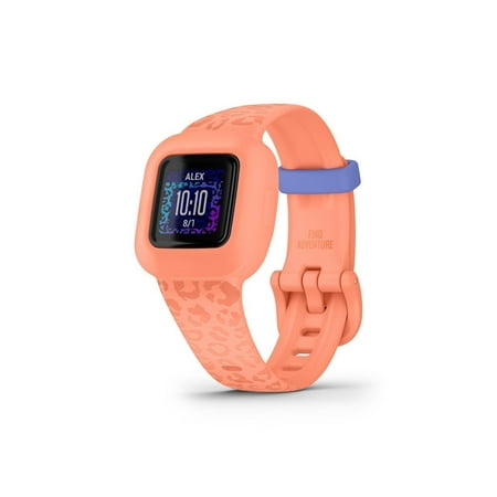Garmin vívofit jr. 3 Kids Fitness Tracker, Peach Leopard, Up To 1 Year Battery Life, Swim-Friendly, Activity Unlocks Adventure