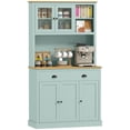 thumbnail image 3 of HOMCOM 71" Freestanding Pantry, Kitchen Buffet with Hutch, Modern Storage Cabinet with Drawers, Glass Doors, and Adjustable Shelves, Light Green, 3 of 10