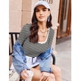 thumbnail image 2 of Ekouaer Womens Long Sleeve Shirts Square Neck Slim Fit Basic Tops Ribbed Thermal Undershirts Layering Tee, 2 of 6