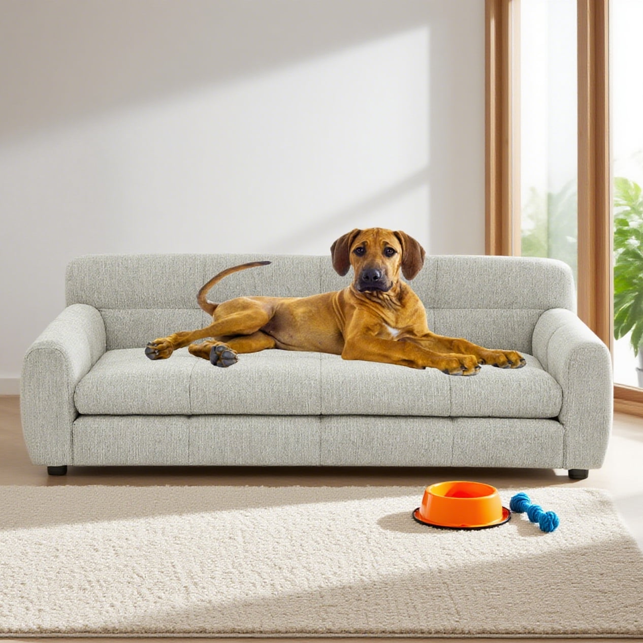 Jakoola 51" Extra-Large Pet Bed Couch, Big Dog Sofa for large and Oversized Dogs, 43.5" Seat Width, Beige