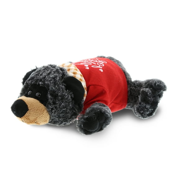 DolliBu I LOVE YOU Plush Lying Black Bear – Cute Stuffed Animal with Red Shirt for Valentine, Anniversary, Romantic Date, Boyfriend, or Girlfriend Gift – 9 Inches