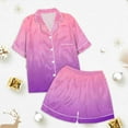 thumbnail image 6 of Kids Satin Pajamas for Girls Boys Gradient Short Sleeve Button Down Nightwear with Shorts Summer PJS for Girls Outfits Size 6T, 6 of 7