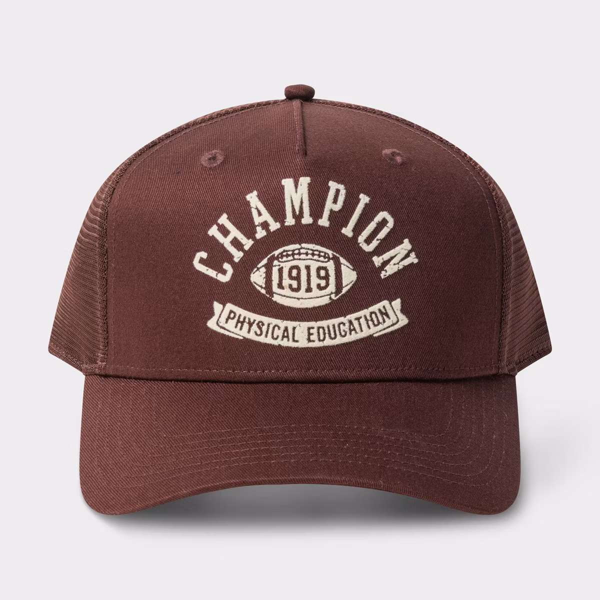 Maroon (Football), variant on Adult Logan Twill Trucker Baseball Cap Hat - White