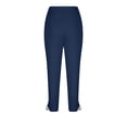 thumbnail image 4 of MLQIDK Pedal Pushers for Women Yoga Capri Pants Dressy Casual Knee Length High Waisted Cropped Pants Trendy Summer Yoga Capri Pants with Pockets Navy M, 4 of 6