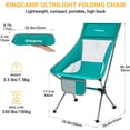 thumbnail image 2 of KingCamp Ultralight silla de Camping compacta silla plegable de 330lbs para adultos Cyan al aire libre, 2 of 5