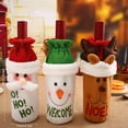 thumbnail image 4 of Cateissary Funda para botella de vino con cordón de alce, de comedor de felpa, ropa de lentejuelas, decoración del hogar, bolsa de Kits de decoración para fiestas Papá Noel, 4 of 6