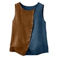 thumbnail image 3 of Women Spring Summer Color Block Cotton Linen Vest Casual Comfortable Top, 3 of 9