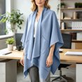 thumbnail image 3 of Lutiedan Shawl Wraps for Women, Soft Elegant Poncho Cape with Pockets, Open Front Scarf Blanket Cardigan for Fall Winter,Light Blue, 3 of 7