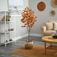 thumbnail image 5 of Nearly Natural 5ft. Artificial Autumn Eucalyptus Tree with Handmade Jute & Cotton Basket with Tassels, Orange, 5 of 5