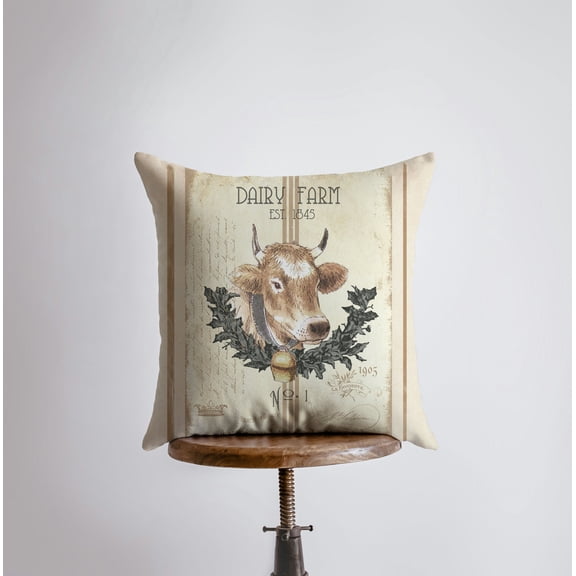 Dairy Farm Cow Vintage Pillow Cover | Farmhouse Decor | Home Décor | Throw Pillows | Rustic Decor | Primitive Decor | Accent Pillow Covers