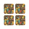 thumbnail image 2 of Disketp Robot And Monsters Funny Coasters,4 Pcs Leather Coasters With Holder, Perfect Housewarming Hostess Gifts,Protect Furniture From Water Marks Scratch And Damage, 2 of 9