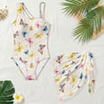 thumbnail image 4 of Xixirimido Colorful Butterflies Print Girls One Piece Bathing Suit with Mesh Cover Up, Adjustable Strap Swimwear One Shoulder Swimsuit for Girl with Removable Pad, Size 7-8 Years, 4 of 7