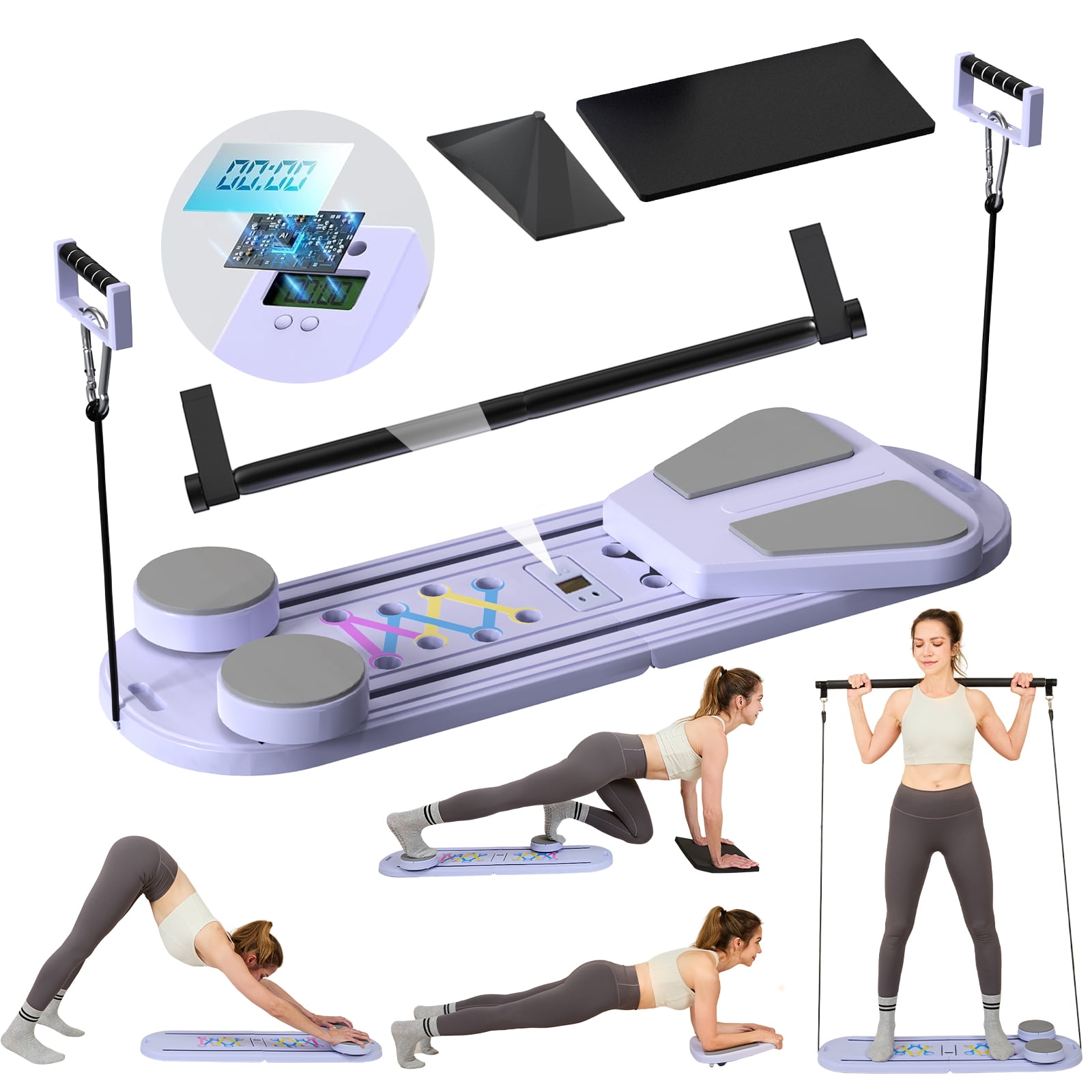 CHICCLO Pilates Reformer, Foldable Home Fitness Board with