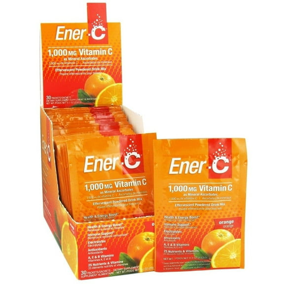 Ener-C - Vitamine C Mélange de Boisson en Poudre Effervescent Orange 1000 Mg. - 30 Paquet(S)
