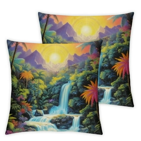 

3D Printed Colorful Animation Throw Pillow Covers Cool Square Throw Pillow Decorative Super Soft Pack of 2 Home Decor for Sofa Bedroom