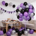 thumbnail image 4 of Purple and Black Balloons,60 Pcs 12 Inches Metallic Purple Silver Black Purple  Balloons for Birthday Wedding Party Decorations, 4 of 7