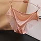 thumbnail image 2 of Braguitas de malla sexy con lazo para mujer: satén sin costuras de cintura baja, tallas M-XL con cintura/longitud, diseño triangular color nude, 2 of 3