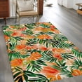 thumbnail image 4 of 3x5 Area Rugs, Orange Green Palm Leaves Non-Skid Rubber Backing Large Rectangle Rugs - Living Room Bedroom Home Office, Summer Tropical Floral Indoor Floor Mat Carpets Washable Rug, 4 of 9