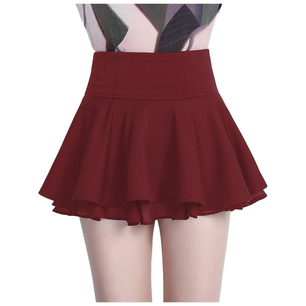 Minifalda plisada de gasa para mujer: corte A de cintura alta, cintura elástica, tallas S-XL, 92 % poliéster. Bonita falda informal.