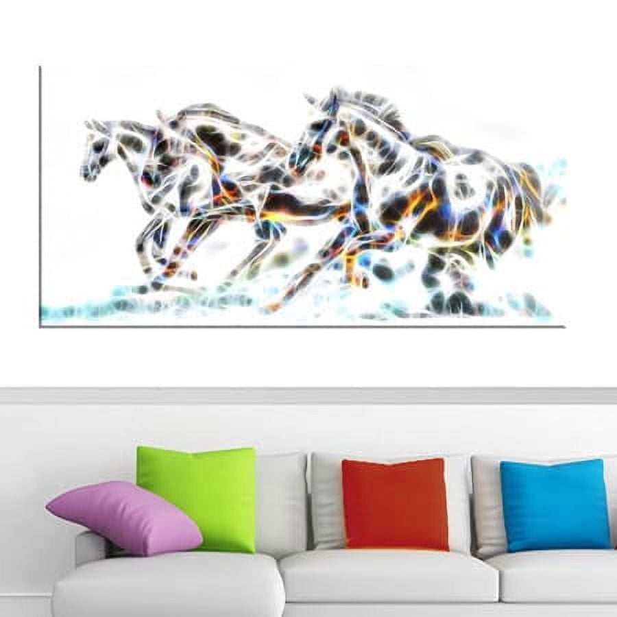 Design Art Wild Horses Art on Canvas, 32" x 16"