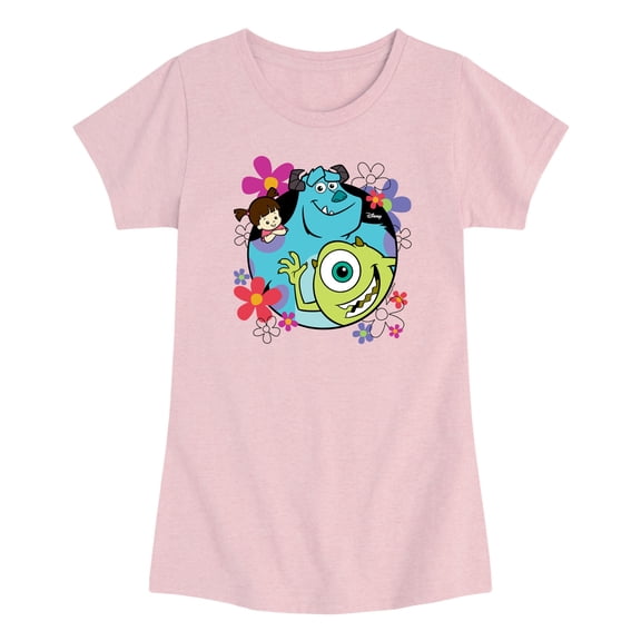 Monsters Inc - Floral Group - Toddler Girls Fitted Short Sleeve T-Shirt