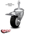 thumbnail image 2 of 3 Inch Black Polyurethane Swivel 10mm Stem Caster with Total Lock Brake SCC, 2 of 2