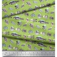 thumbnail image 2 of Soimoi Green Rayon Fabric Text & Sea Food Kitchen Print Sewing Fabric Yard 56 Inch Wide, 2 of 3