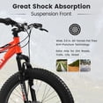 thumbnail image 5 of Fat Tire Mountain Bike with Dual Disc Brake, 21 Speeds High-Carbon Steel Frame Bike with Front Suspension, Adult Sport Bicycle for Men and Women, Orange, 5 of 7