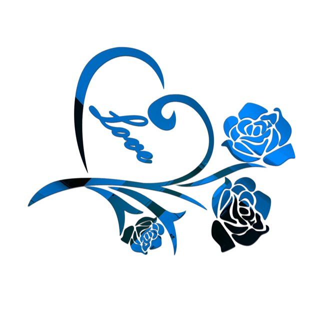 Moyic Accesorios de calcomanía de espejo de pared de rosas, decoración de fondo romántico para el hogar, pegatina acrílica autoadhesiva, accesorio Decoración del hogar Azul Moyic HA077377-02