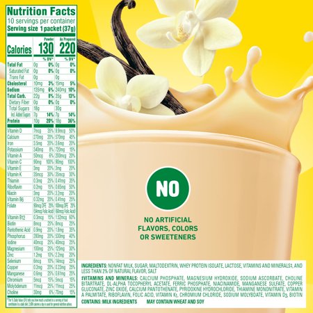 CARNATION BREAKFAST ESSENTIALS POWDER HIGH PROTEIN NUTRITIONAL SHAKE DRINK MIX PACKETS, CLASSIC FRENCH VANILLA BREAKFAST SHAKE, 10 COUNT