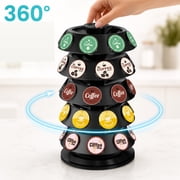 HBK K Cup Holder for Countertop, 360 Degree Rotating Coffee Pod Organizer Carousel, Kitchen Drink Bar Storage Rack, Coffee Station Accessories