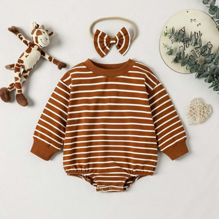 

Wolfast Promotion Toddler Baby Girls Boys Striped Long Sleeves Letter Print T-Shirt Jumpsuit Infant Romper