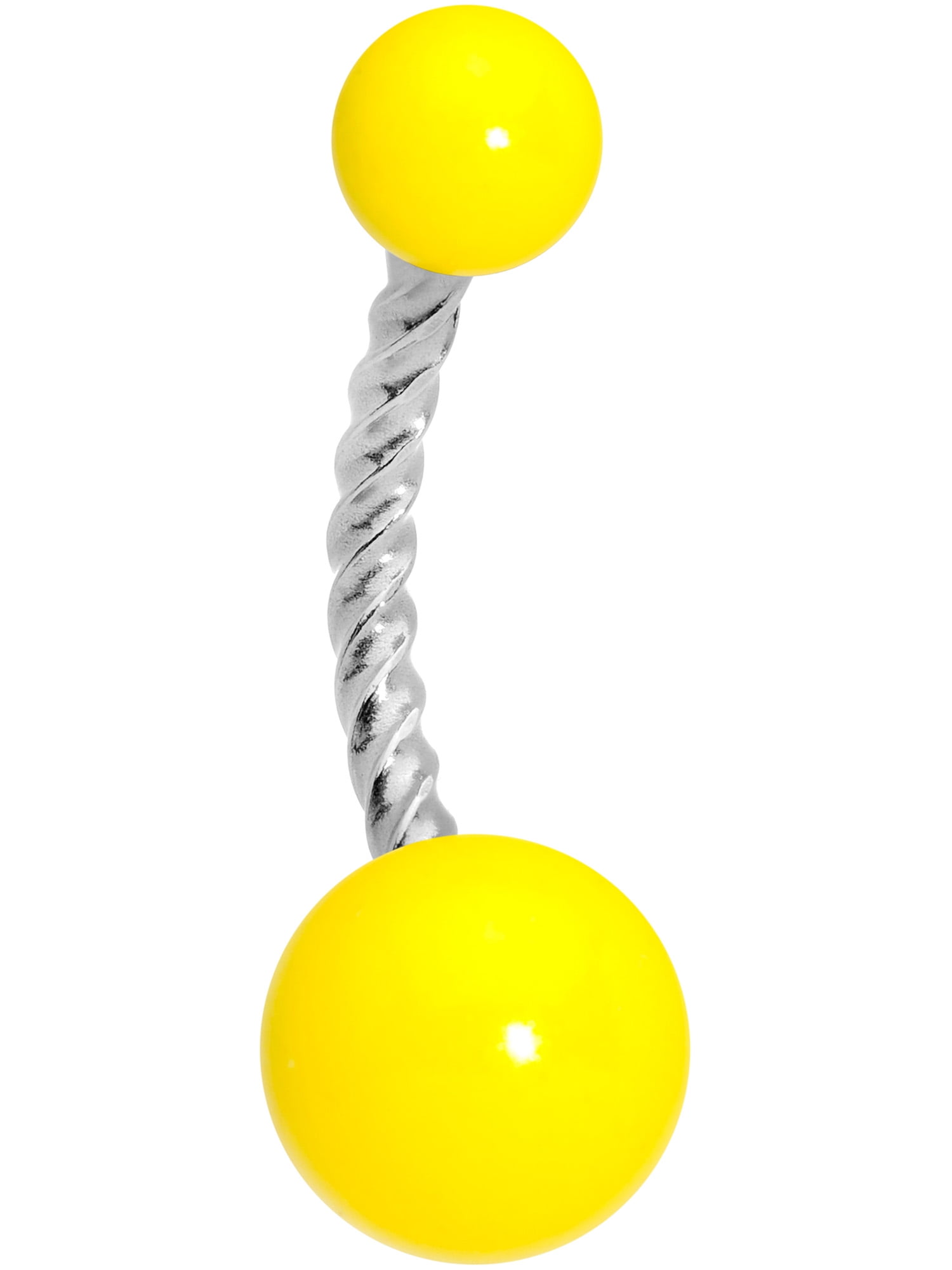 Body Candy Womens 14G Steel Twisted Navel Ring Piercing Glow in the Dark Yellow Belly Button Ring