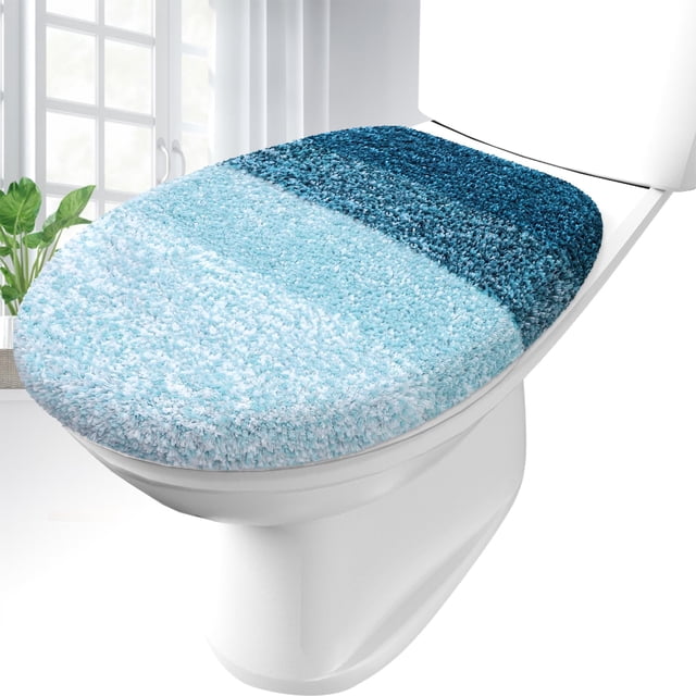 Funda para tapa de inodoro OLANLY, microfibra suave, 45 x 38 cm, color azul pavo real