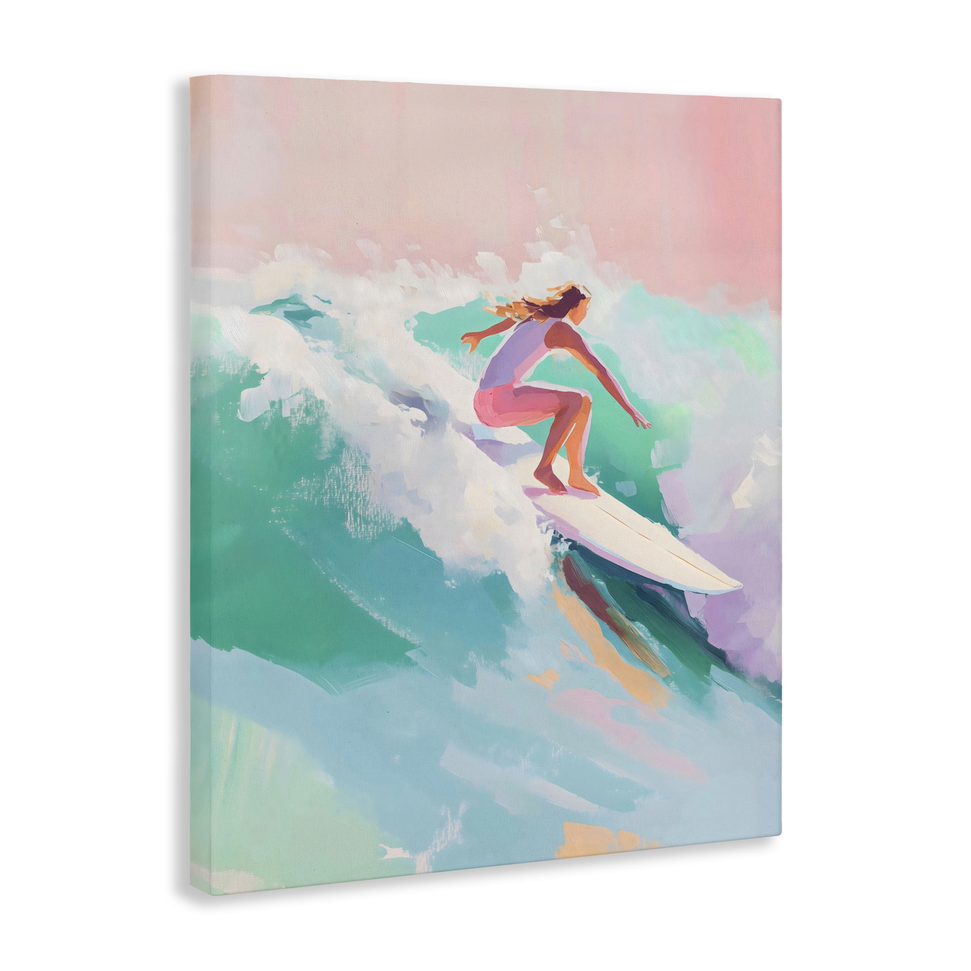 Stupell Industries Surfer Girl Riding Waves Canvas Wall Art, design by The Prints Vibe