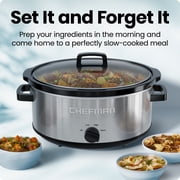 Chefman 7-Quart Family Size Electric Slow Cooker, Dishwasher-Safe Crock - Stainless Steel