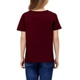 thumbnail image 4 of Lumtrix Girls' Short Sleeve Shirts Kids Crewneck T Shirts Summer Shirts Basic Tees 2-14 Years Wine 130, 4 of 9
