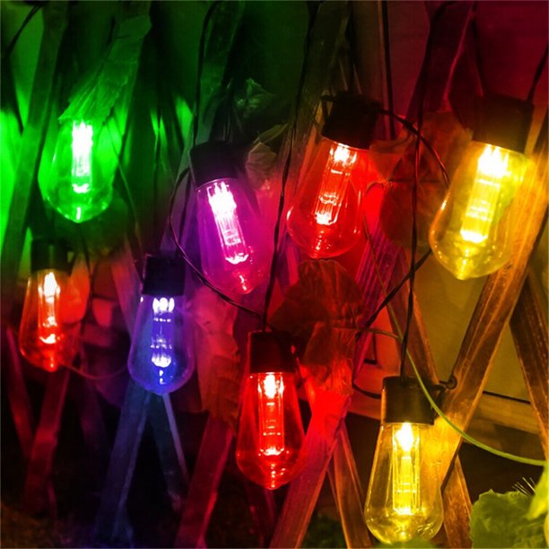 Solar Outdoor LED String Lights with 30 Shatterproof S14 Edison Bulbs