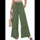 thumbnail image 1 of Pantalones Palazzo de Cintura Alta y Pierna para Mujer, Estilo , con Encaje, Holgados, Color Verde , Talla M, 1 of 6