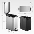 thumbnail image 2 of EKO Bote de basura Genie 5L Acero Inoxidable, cubo de basura pequeño, con cubo interior, ideal para baño, cierre suave, pedal resistente, 2 of 7