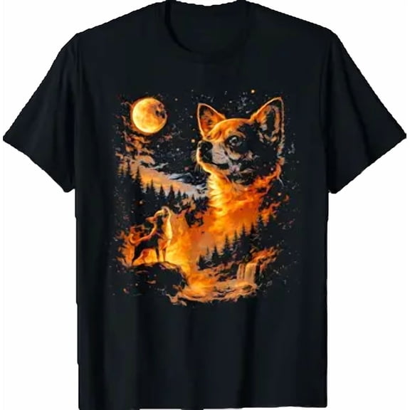 Funny Chihuahua Howling to The Moon Vintage 90s Retro Animal T-Shirt