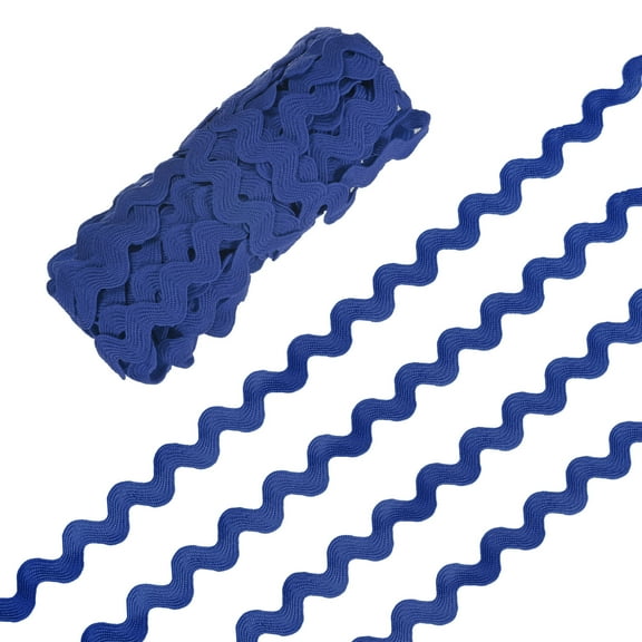 Rick Rack Trim, 10 Yard 10mm / 0.4 Inch Wave Bending Fringe Trimming Ribbon [Deep Blue]
