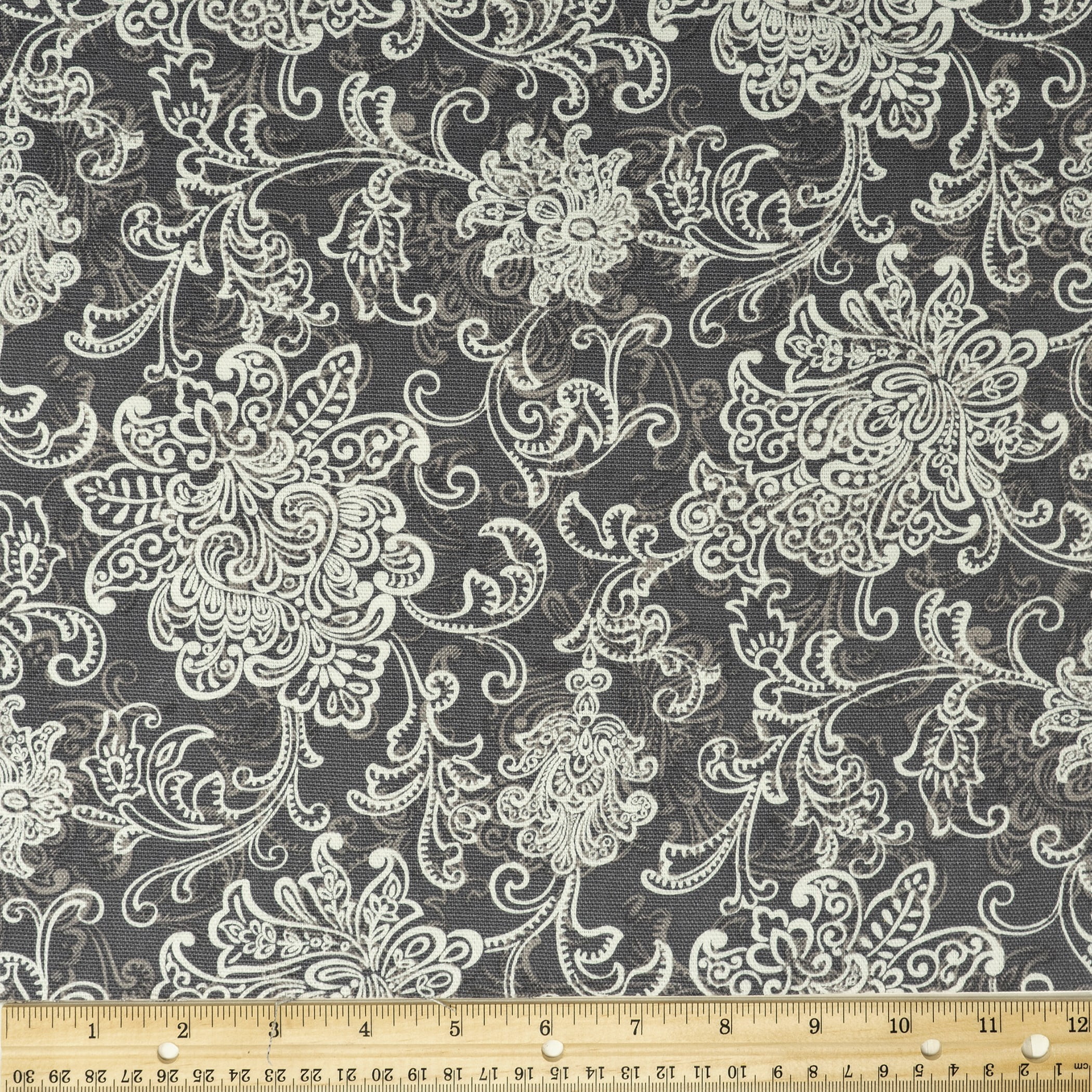 Waverly Inspirations 100 Cotton Duck 45" Width Scroll Charcoal Grey
