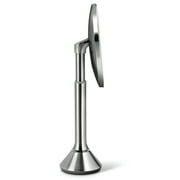 simplehuman 8 Round Sensor Makeup Mirror with Touch-Control Dual Light Settings, 5x Magnification, Rechargeable and Cordless, Brushed Stainless Steel