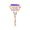 thumbnail image 3 of ANGARA Natural 4.6 Ct. Amethyst with Diamond Halo Ring in 14K Rose Gold for Women (Ring Size: 11.5), 3 of 10