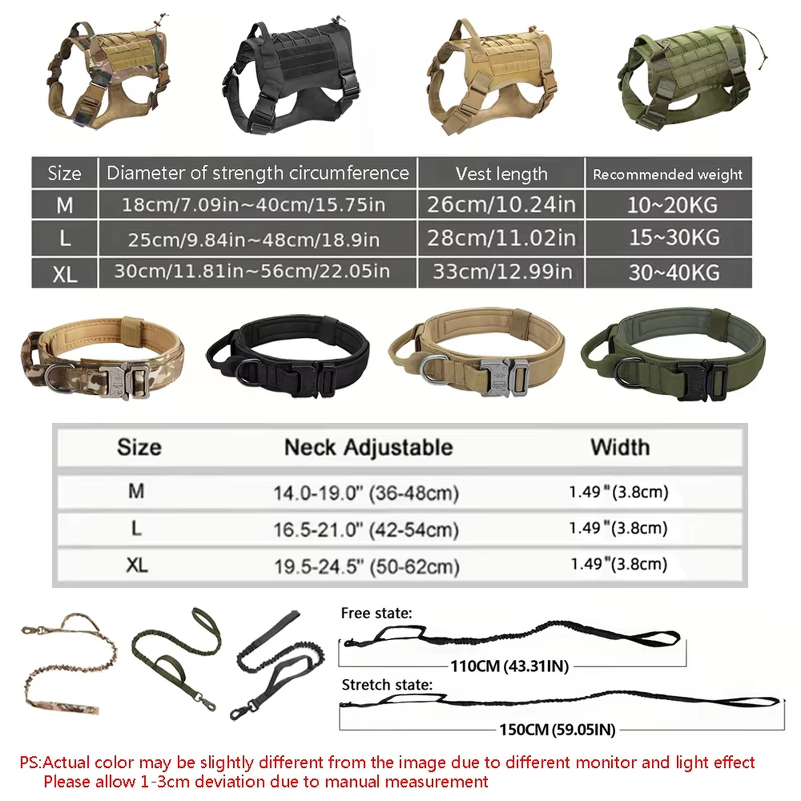 Dog Harness with Handle for Large Dogs, Anti Pull Chest Harness, Outdoor Pet Vest with Leash, Heavy Duty Dog Harness Size L for Walking，C
