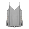 thumbnail image 4 of Xijirk V Neck Spaghetti Strap Tank Top Side Button Loose Fit Sleeveless Camisole for Daily Casual Street Layering Wear,Grey,L, 4 of 7