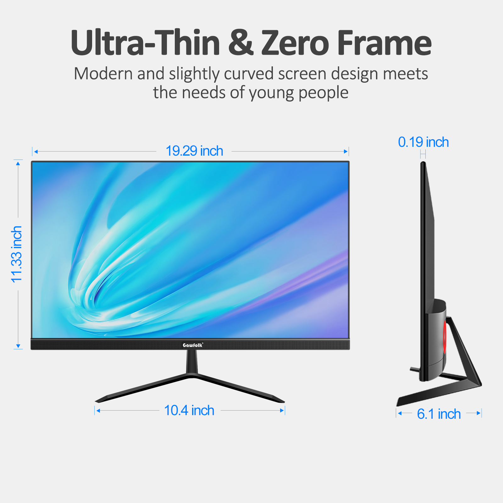 Gawfolk 22" VA Curved Monitor Full HD 100Hz photo 3