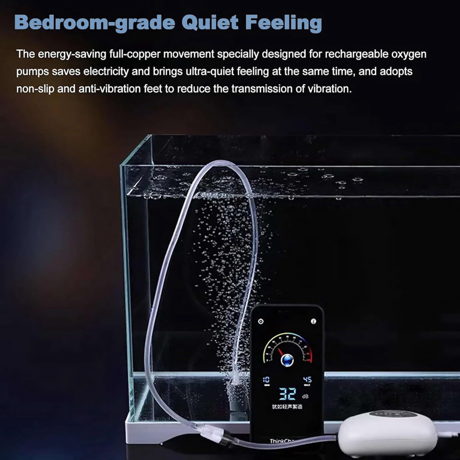APPLAYERR Dual Outlet Fish Pump Quiet 30-40Db Operation Usb Charging Design For Indoor Aquarium Fish Farming Water Circulation System